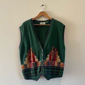 VINTAGE Library Book Knit Cardigan Vest